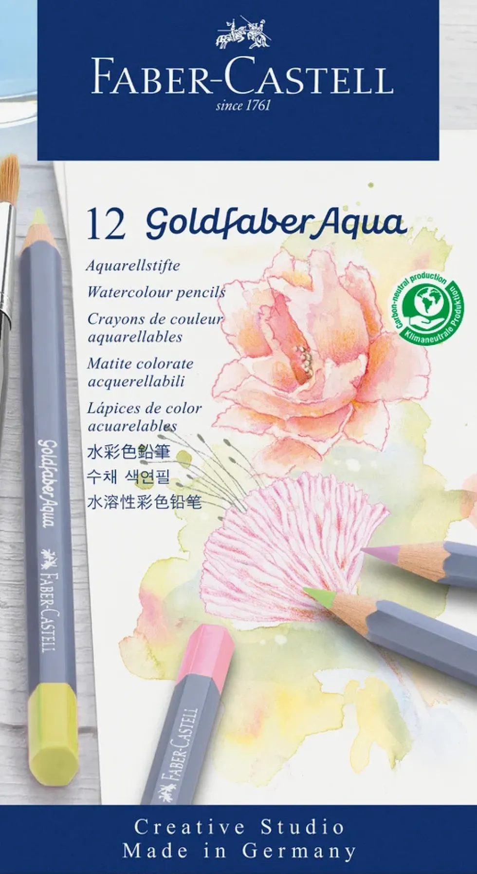 Akvarel farveblyant Faber-Castell 12 ass pastelfarver 3,3 mm
