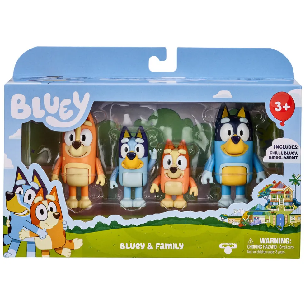Bluey, 4 pk. Figurer, Bluey familien