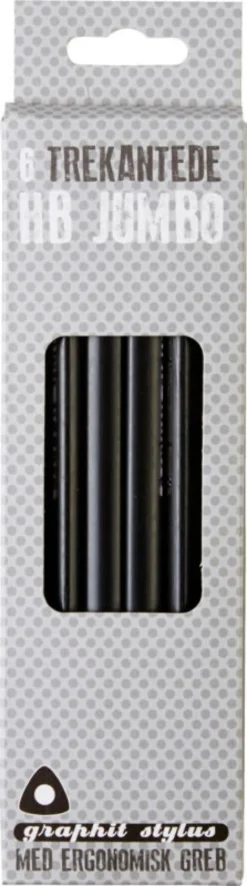 Blyant Graphit Stylus HB jumbo sort 6 stk