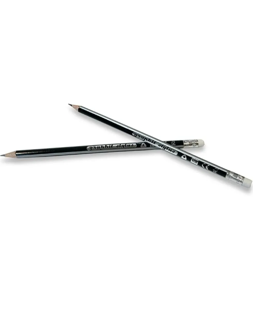 Blyant Graphit Stylus HB striber sølv 12stk