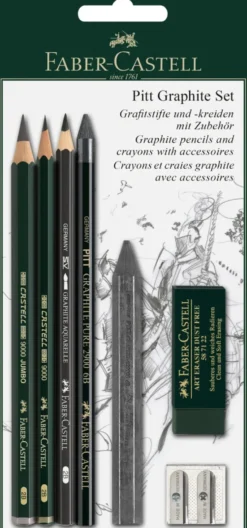Blyant sæt pitt Faber-Castell 9000 jumbo pen spids visk kul