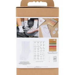 Broderi DIY Kit strømper hvide 3 par