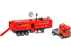 Die-cast brandbil med anhænger, lys og lyd