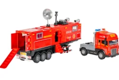 Die-cast brandbil med anhænger, lys og lyd