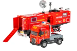 Die-cast brandbil med anhænger, lys og lyd