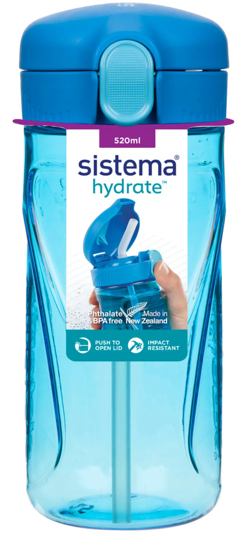 Drikkeflaske Sistema Tritan Quick Flip blå 520ml