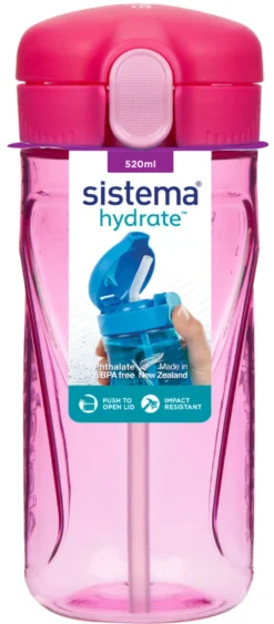 Drikkeflaske Sistema Tritan Quick Flip pink 520ml