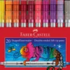Faber Castell tusser med dobbelt spids tyk/tynd og glitter effekt. Æske med 20 farver.