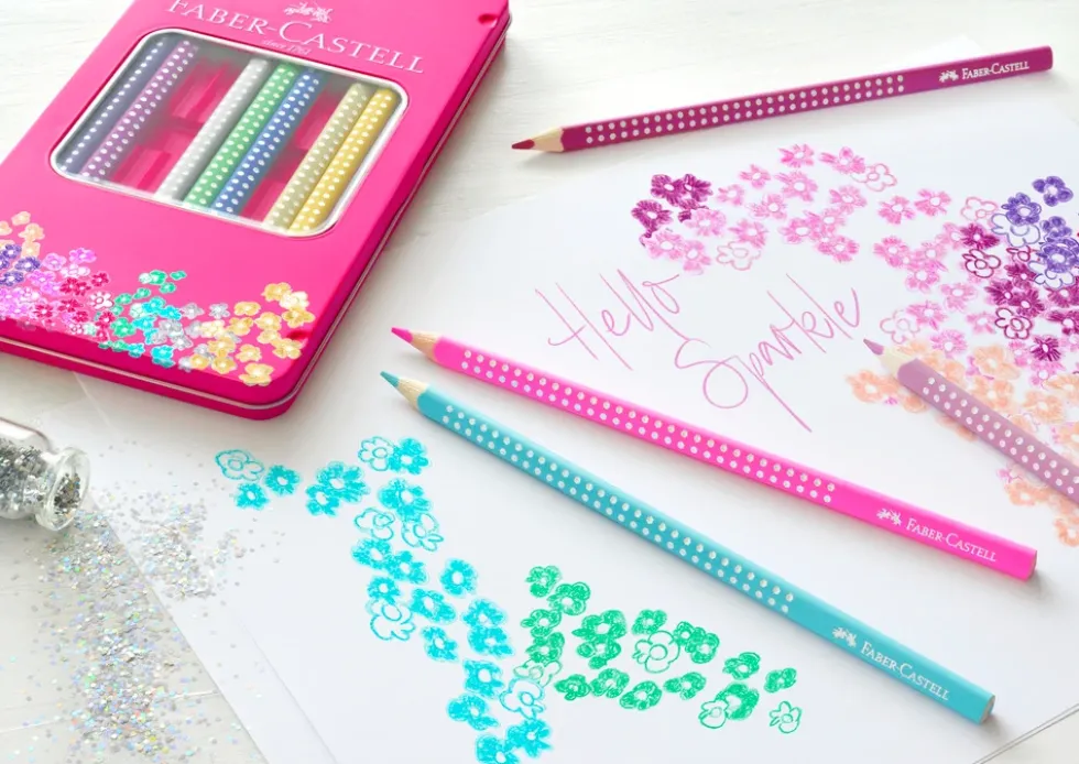 Farveblyant Faber-Castell sparkle 12 farver tinæske