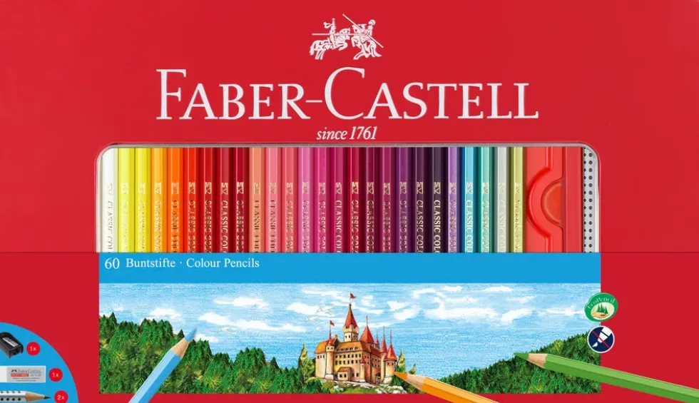 Farveblyant slot Faber 60stk ass tinæske