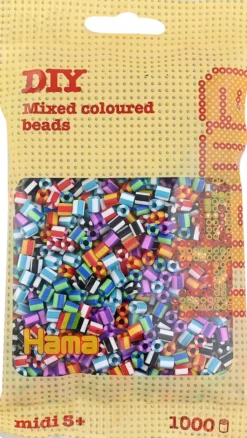 Hama midi perler 1000 stk stribet mix 90