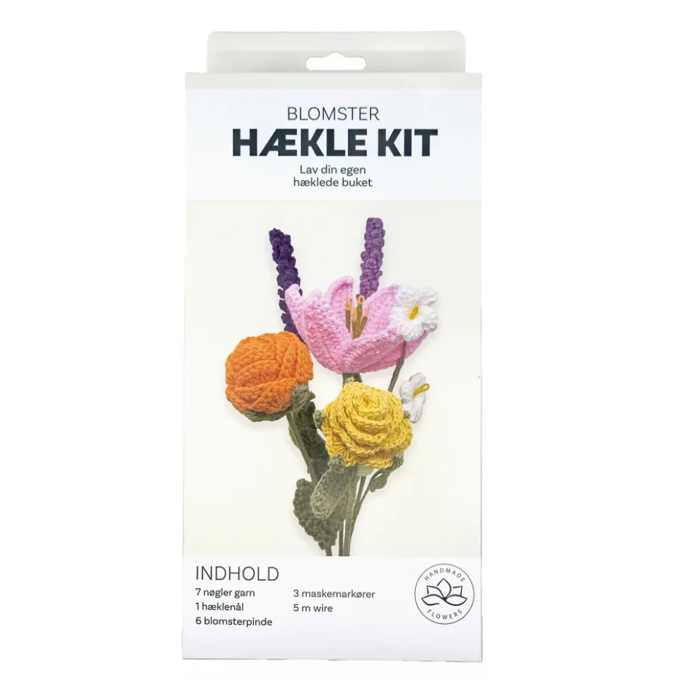 Hækle kit klare farver 6 stk. gul, lilla, orange, rød, grøn