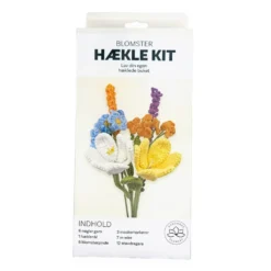 Hækle kit klare farver 6 stk. i hvid, orange, gul,lilla, blå