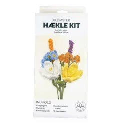 Hækle kit klare farver 6 stk. i hvid, orange, gul,lilla, blå
