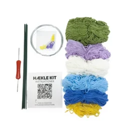 Hækle kit pastel blomster 6 stk i blå,lilla,hvid