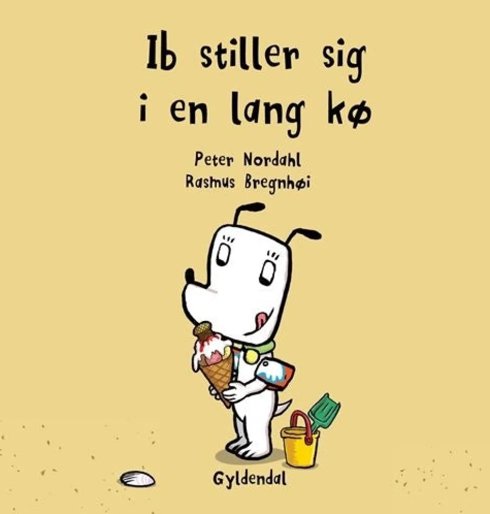 Ib stiller sig i en lang kø