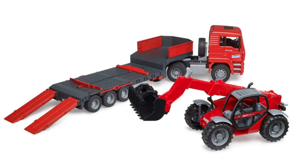 Kranbil Bruder MAN TGA med teleskoplæsser Manitou MT633