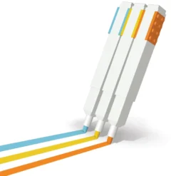 LEGO highlighters, 3 stk. orange, gul og tyrkis i box