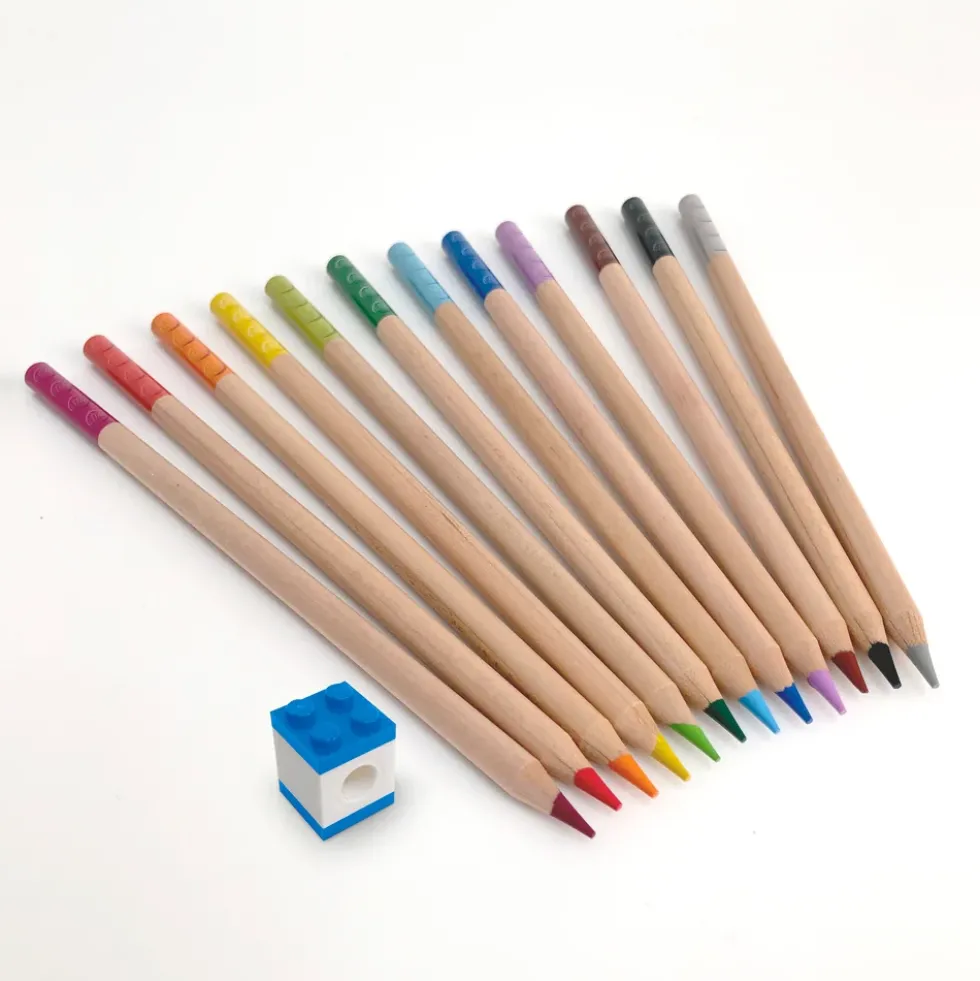 LEGO stationery 12 farveblyanter med 2 LEGO-klods toppe