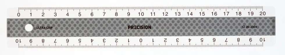 Lineal precision 20cm antiskrid b/sølv
