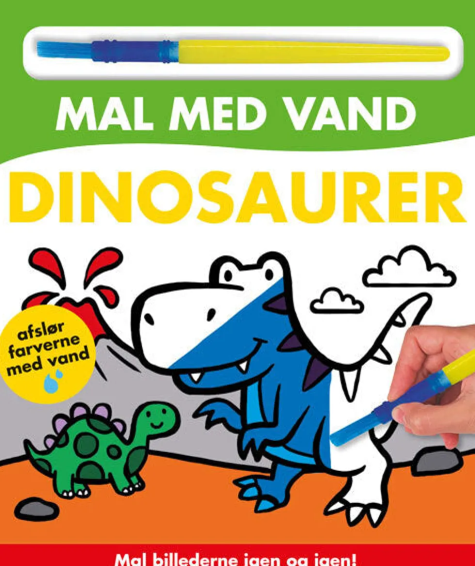 Mal med vand - Dinosaurer (papbog med pensel - farvelæg igen og igen)