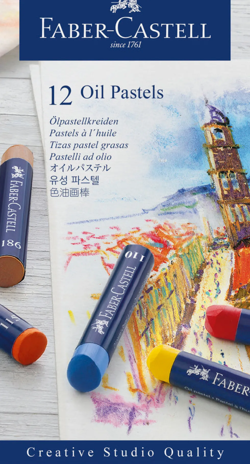 Oliekridt Faber-Castell pastels 12 stk