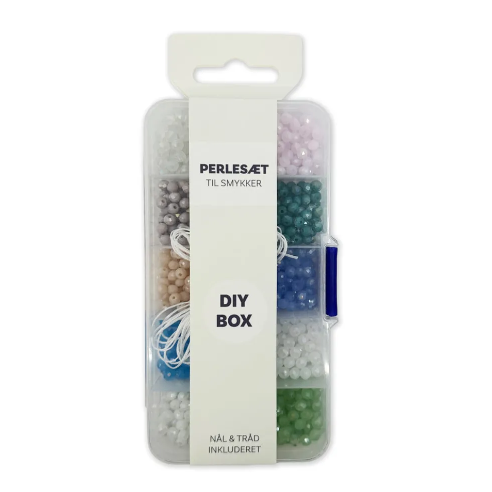 Perler æske facetslebet ass farver inkl. nål/tråd