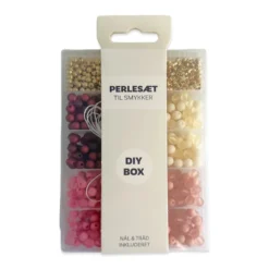Perler æske matte blomme/rosa/guld/offwhite tone i tone mix