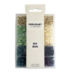 Perler æske matte grøn/blå/guld/offwhite tone i tone mix