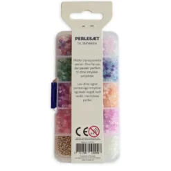 Perler æske transparente ass farver inkl. nål/tråd