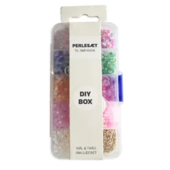 Perler æske transparente ass farver inkl. nål/tråd