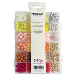 Perler æske trendy orange/gul/pink/guld/bogstav mix nål/tråd