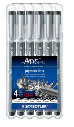 Pigmentliner Staedtler 4+2 ass/boks