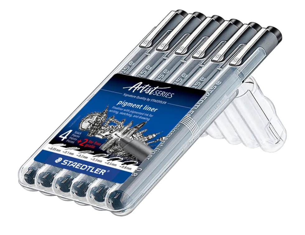 Pigmentliner Staedtler 4+2 ass/boks