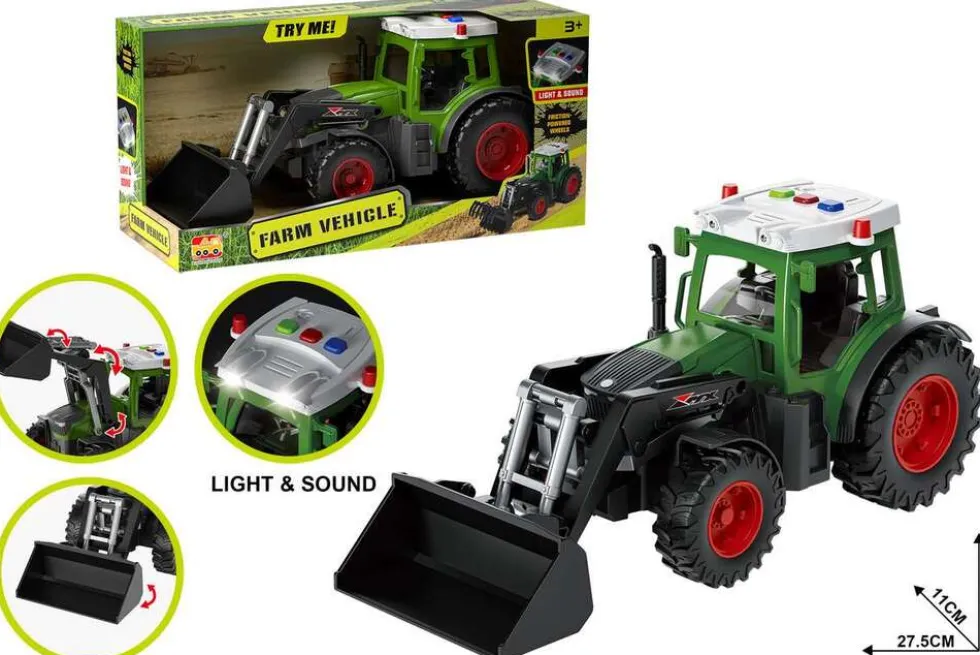 RC traktor med anhænger og lys