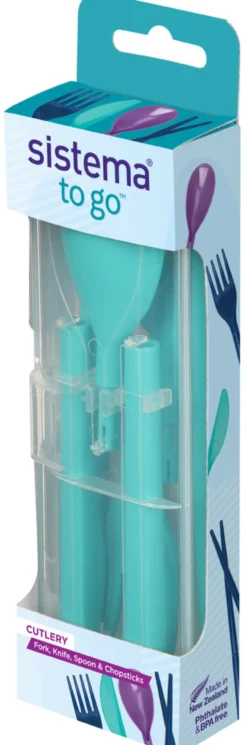 Sistema bestiksæt to go kniv, gaffel, ske og spisepinde