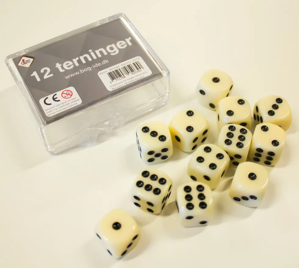 Terninger 12 stk. i æske