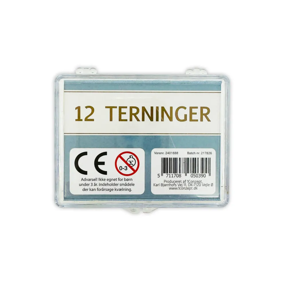 Terninger 12 stk. i æske