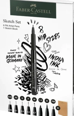 Tusser Pitt Artist Faber Castell 8 Ass + Sketchbook